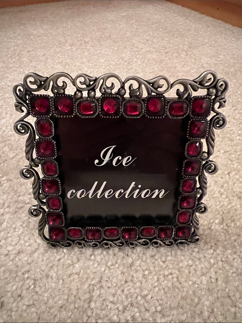 ICE COLLECTION by Two’s Company Silver-Tone Frame with Red Gem Accents